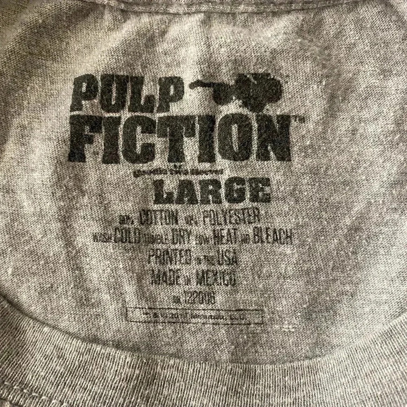 💥Pulp Fiction Grey Short Sleeve Graphic Tee L - Picture 6 of 6